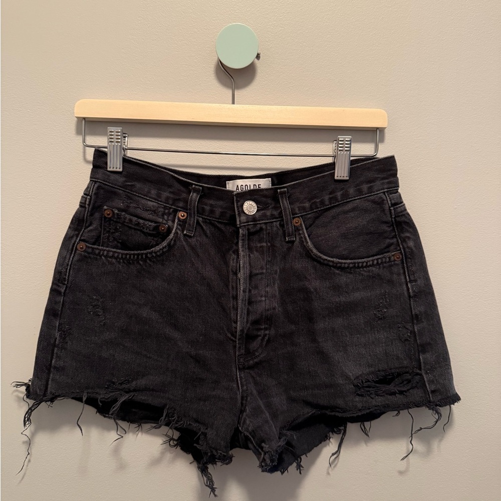 Agolde Distressed Black Jean Shorts